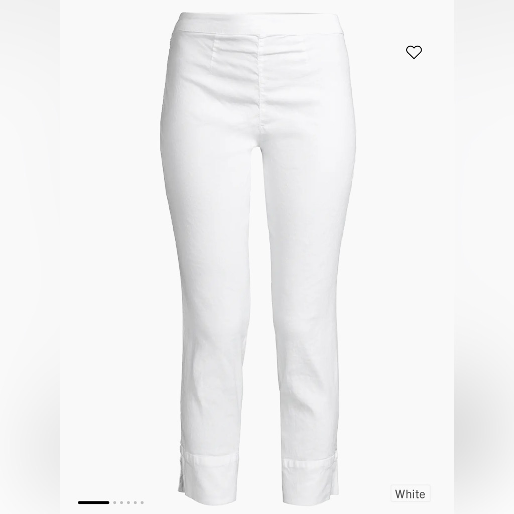 H7 120% Lino White Linen Side Zip Capri Pants
